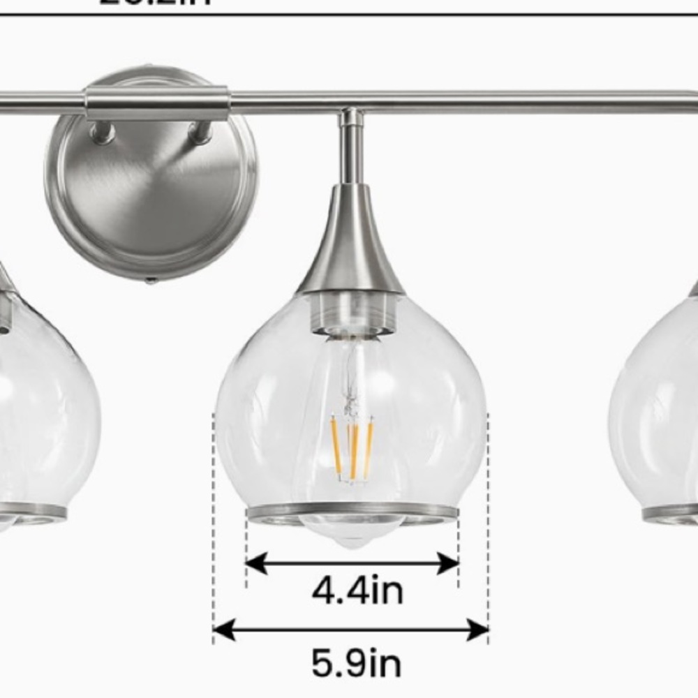 Set of four Hahzt Brushed Nickel Bathroom Light Clear Glass Shade ONLY
